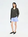 French Linen Yarn Knit Cover-Up | U-Neck Long Sleeve | Rolled Edge Finish | Women Top | MRS Studios