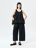 Silk-Modal Sleeveless Top | Fan-Pleated Hem | A-Line Silhouette | Women Top | MRS Studios