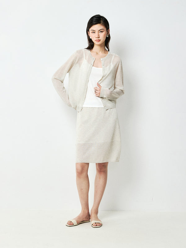Viscose Nylon Knit Cardigan and Skirt Set | Sheer Airy Hand | H-Line Silhouette | Women Set | MRS Studios