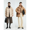 Lightweight Camel Hair Down Jacket | 90% White Goose Down | Stand Collar Bread-Puffer | Women Down Jacket | MRS Studios