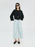 Lyocell Cotton Wide-Leg Jeans | Cropped Wide-Leg Cut | Hand-Distressed Vintage Detailing | Women Jeans | MRS Studios