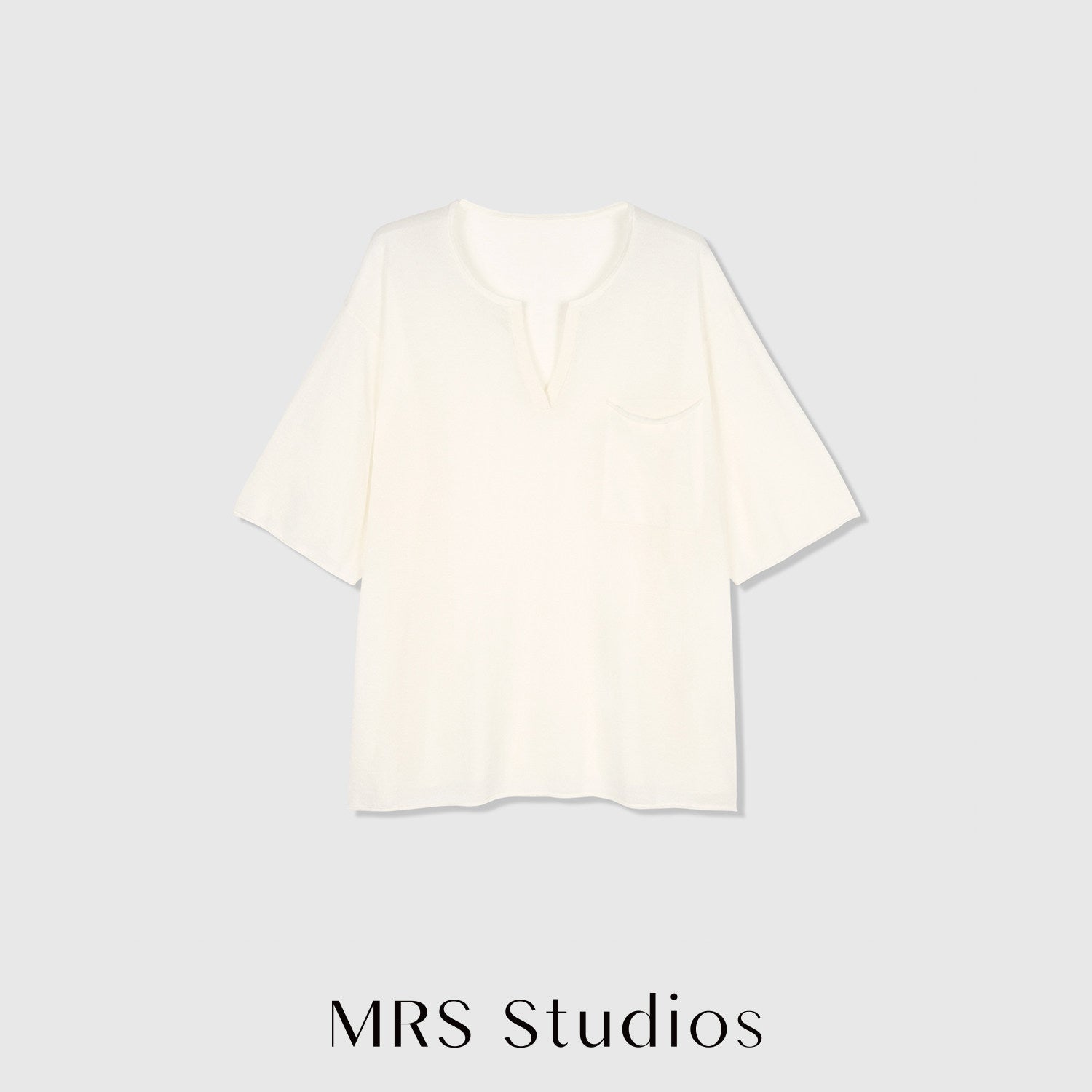 Acetate Linen Knit Top | Henley V-Neck | Pocket Detail | Women Knitwear | MRS Studios