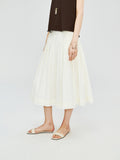 Cotton Nylon A-Line Pleated Skirt | Sharp Topstitched Pleats | Hidden Back Zip | Women Skirt | MRS Studios