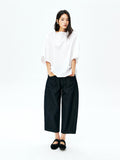 Linen Cotton Denim Cropped Jeans | Twin Patch Pockets | Tapered Cocoon Fit | Women Jeans | MRS Studios