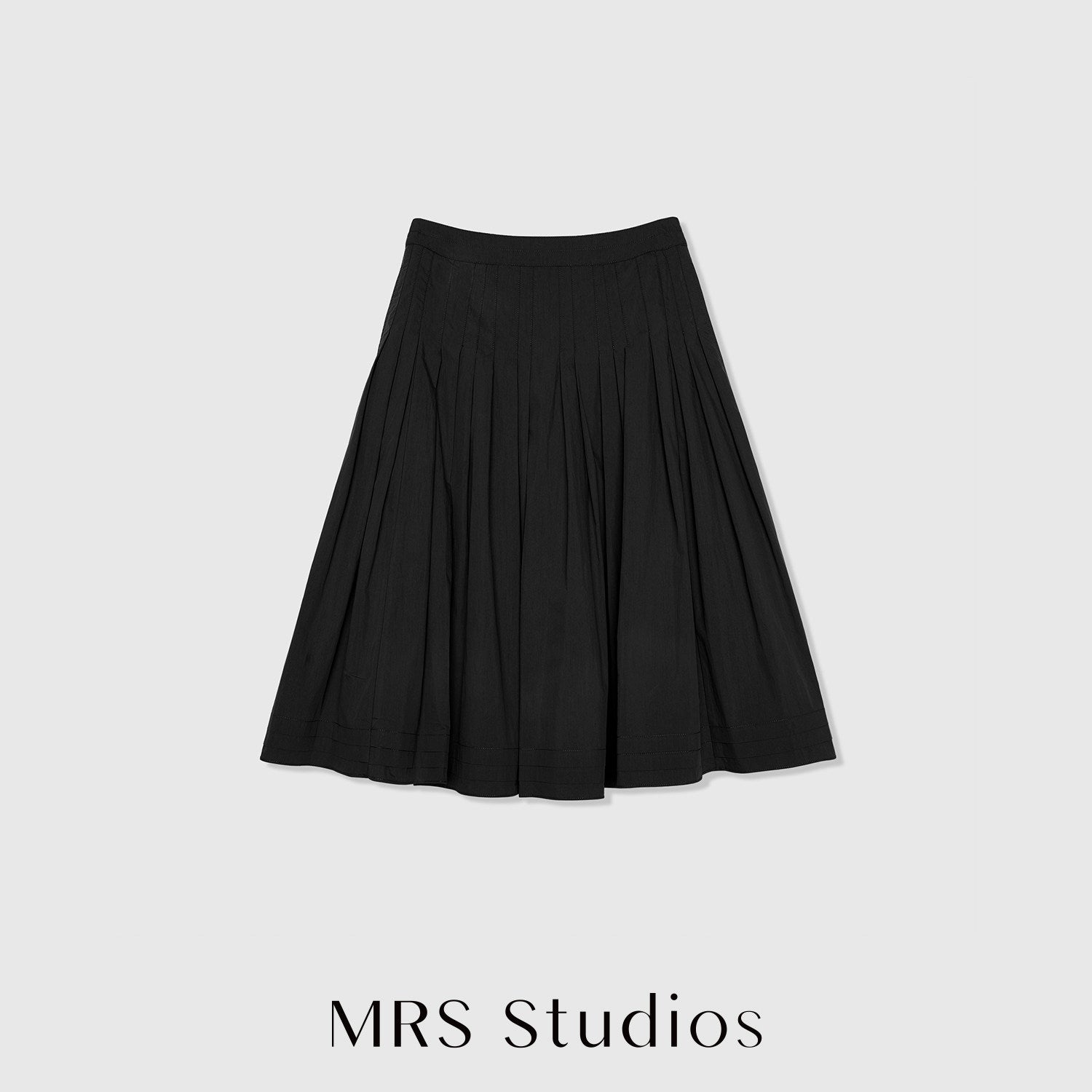 Cotton Nylon A-Line Pleated Skirt | Sharp Topstitched Pleats | Hidden Back Zip | Women Skirt | MRS Studios