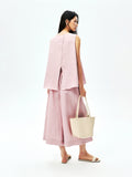 Linen Vest and Culottes Set | Wide-Leg Cropped | Half-Elastic Drawstring Waist | Women Set | MRS Studios