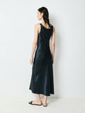 Japanese Acetate Satin Slip Dress | Architectural Panel Seams | U-Neck Micro-Fishtail | Women Dress | MRS Studios
