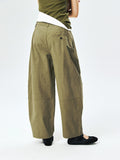 Pima Cotton Cocoon Trousers | Salt-Shrink Crinkle Texture | Vertical Seam Lines | Women Pants | MRS Studios