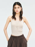 Modal Cotton Knit Camisole | Built-In Bra Cups | Cropped Open-Back Design | Women Top | MRS Studios