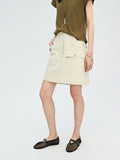 Cotton Nylon Canvas Utility A-Line Skirt | Asymmetric Pocket Design | High-Waist Flattering Cut | Women Skirt | MRS Studios
