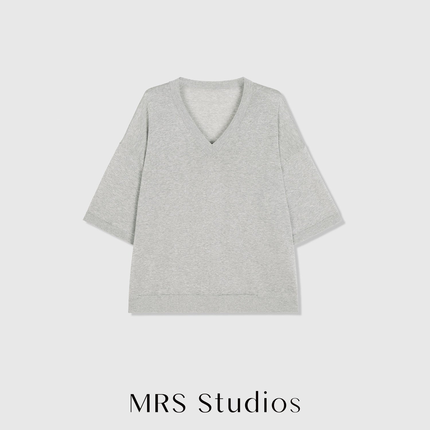 Acetate Cotton V-Neck Knit Top | Relaxed Drop-Shoulder Cut | Ribbed Placket and Cuff | Women Knitwear | MRS Studios