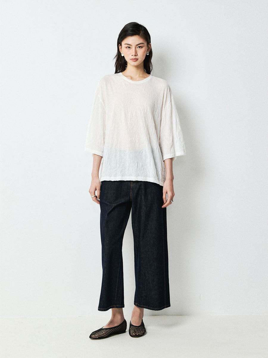 Vintage Wash Wide-Leg Jeans, view 4