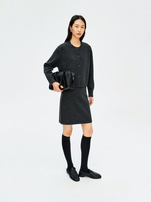 Australian Merino Wool Cardigan & Skirt Set | Cropped Cardigan with A-Line Skirt | Women Outfit Set | MRS Studios