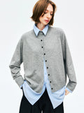 High Neck Wool Cashmere Sweater | Relaxed Faux Cardigan | Special Design | Women Knitwear | MRS Studios
