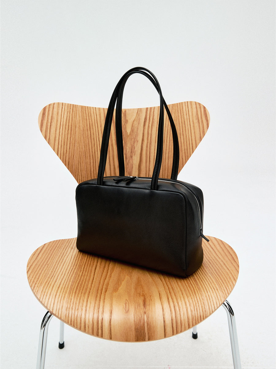 Fine-Grain Lambskin Bowling Bag | Shoulder & Underarm Carry | Structured Mini Bag | Women Bags | MRS Studios