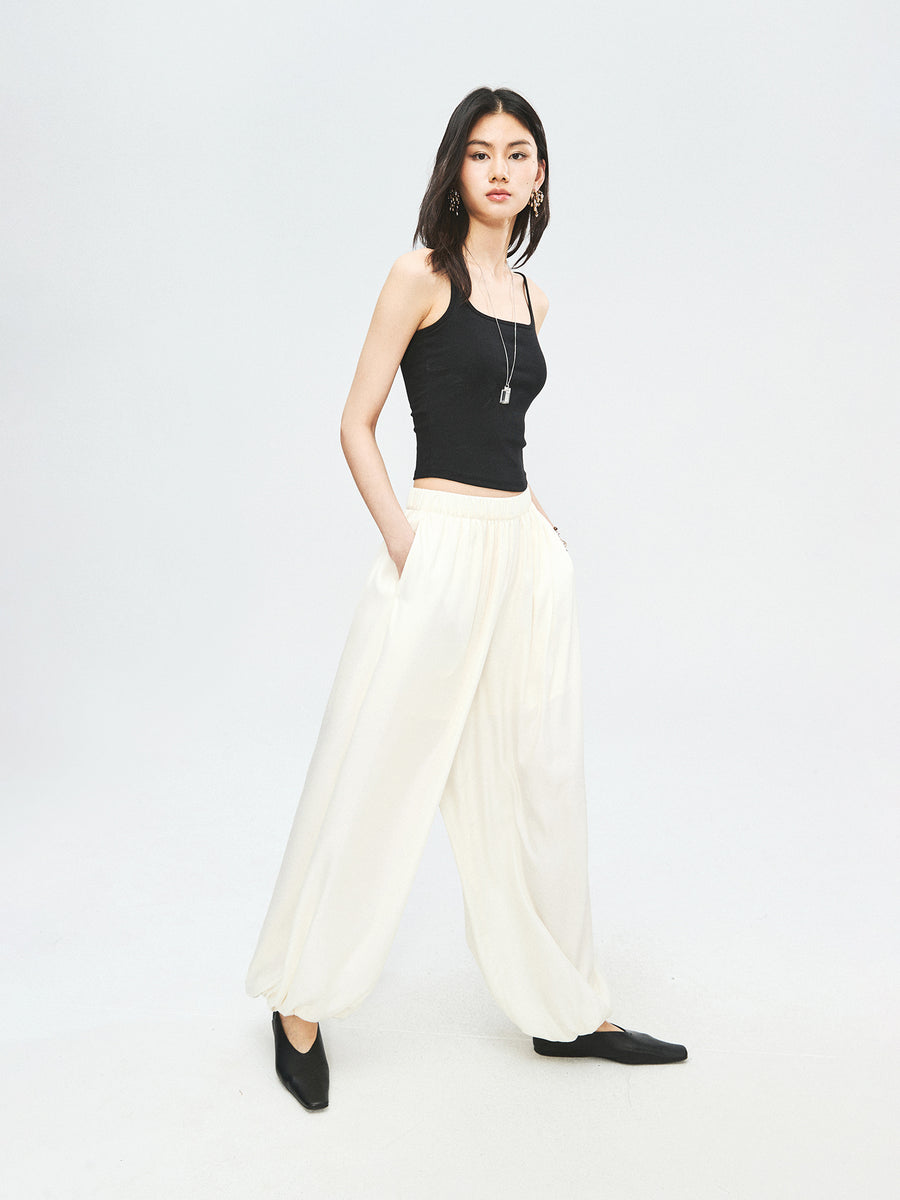 Sandwashed Cupro Lantern Pants, view 5