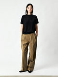 Pima Cotton Normandy Linen Pleated Trousers | Tailored Front Pleats | Welt Back Pockets | Women Pants | MRS Studios
