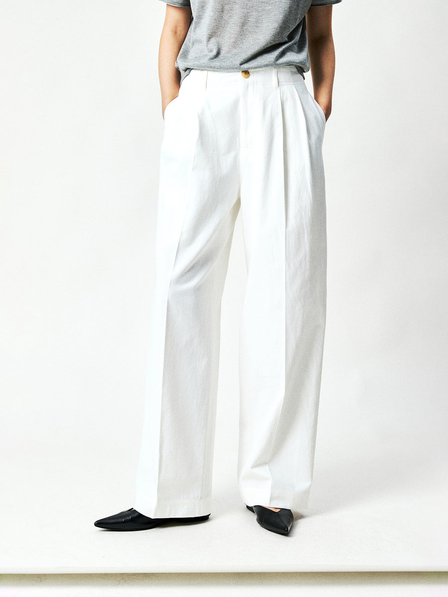 Pima Cotton Normandy Linen Pleated Trousers, view 2