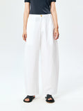 Pima Cotton Cocoon Trousers | Salt-Shrink Crinkle Texture | Vertical Seam Lines | Women Pants | MRS Studios