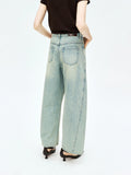 Wide Leg Bossa Cotton Denim Jeans | Vintage Wash with Side Arc Panels | Deconstructed Relaxed Fit | MRS Studios