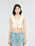 Japanese Acetate Cotton Square-Neck Tank | Long and Cropped Lengths | Wide Strap Slim Cut | Women Top | MRS Studios
