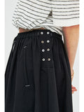 Japanese Omi-Sarashi Cotton A-Line Skirt | Drawstring Elastic Waist | Cotton Half-Lining and Shell Buttons | Women Skirt | MRS Studios