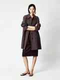 Cotton Hemp Single-Breasted Trench Coat | Raglan Sleeve | Convertible Collar | Women Coat | MRS Studios