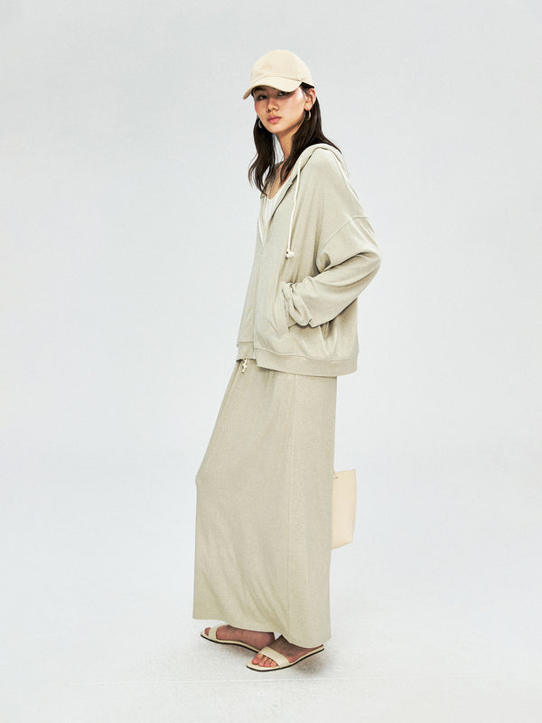加新色）Italian Brushed Knit Set | Zip Cardigan with Drawstring Skirt and Jogger | Casual Loungewear Trio | Women Knitwear | MRS Studios