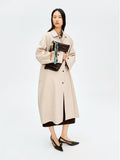 British Long Wool Trench Coat | Minimalist Single-Breasted Windbreaker | MRS Studios
