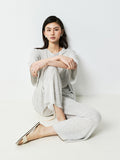 French Linen Knit Cardigan and Pants Set | Two-Tone Melange Yarn | Relaxed Lounge Fit | Women Set | MRS Studios
