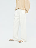 Pima Cotton Normandy Linen Pleated Trousers | Tailored Front Pleats | Single-Welt Back Pockets | Women Trousers | MRS Studios