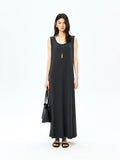 Japanese Cotton Rib-Knit Dress | Sculpted U-Neck | A-Line Sleeveless Tank | Women Dress | MRS Studios