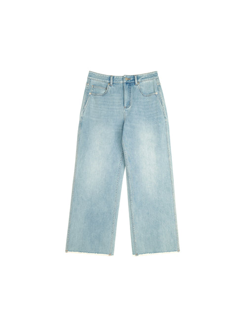 Freecross Four-Way Stretch Slim Jeans | Patented Comfort Denim | Cropped 9/10 Raw Hem | Women Jeans | MRS Studios