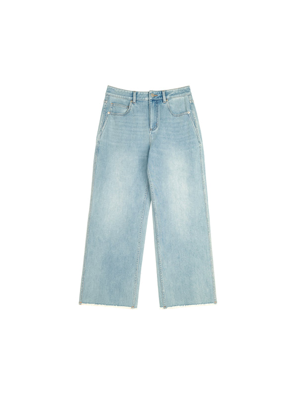 Freecross Four-Way Stretch Slim Jeans | Patented Comfort Denim | Cropped 9/10 Raw Hem | Women Jeans | MRS Studios