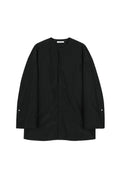 Memory Taffeta Padded Jacket | Round Neck Pearl-Button Cuffs | Water-Repellent | Women Jacket | MRS Studios