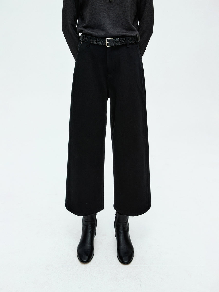 Eco-Wash Wide Leg Cropped Jeans | Fleece Lined | Shifted Side Seam Design | Women Jeans | MRS Studios