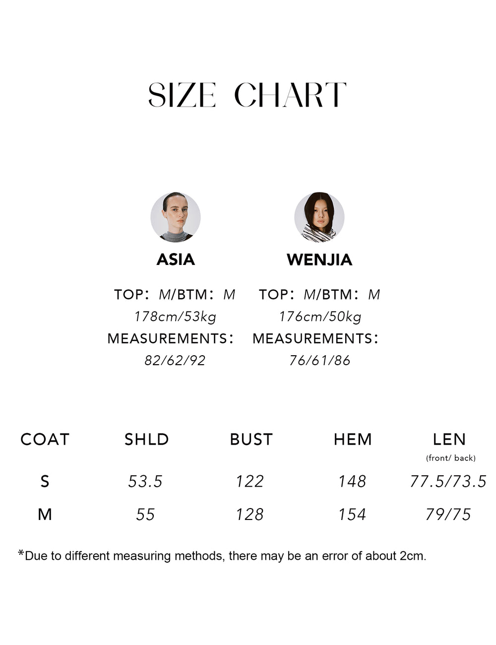 Size chart for Reversible Faux Fur Utility Vest