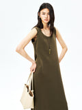 Japanese Cotton Rib-Knit Dress | Sculpted U-Neck | A-Line Sleeveless Tank | Women Dress | MRS Studios