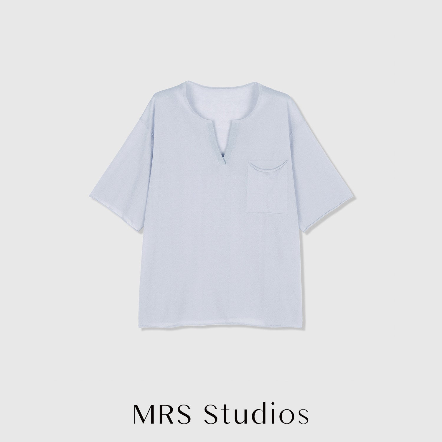Acetate Linen Knit Top | Henley V-Neck | Pocket Detail | Women Knitwear | MRS Studios