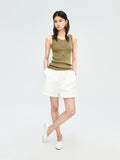 Tencel Cotton Silk Henley Tank | 2x2 Ribbed Texture | Mother-of-Pearl Buttons | Women Top | MRS Studios