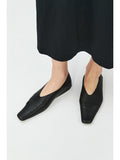 Soft Lambskin Square-Toe Flats | Collapsible Back Design | Leather-Lined Welt Sole | Women Shoes | MRS Studios