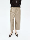 Wide Leg Sheepskin Leather Trousers | Elastic Waist 9/10 Length | Women Leather Pants | MRS Studios