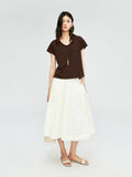 Cotton Nylon A-Line Pleated Skirt | Sharp Topstitched Pleats | Hidden Back Zip | Women Skirt | MRS Studios
