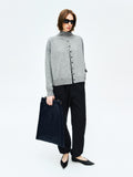 High Neck Wool Cashmere Sweater | Relaxed Faux Cardigan | Special Design | Women Knitwear | MRS Studios