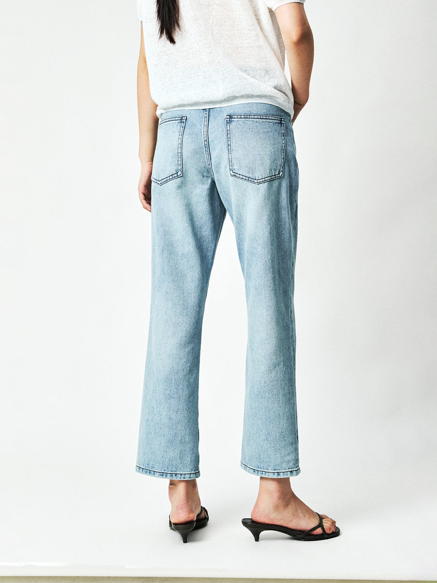 Mesh-Weave Cotton Straight Jeans, view 4