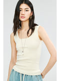 Japanese Acetate Cotton Square-Neck Tank | Long and Cropped Lengths | Wide Strap Slim Cut | Women Top | MRS Studios