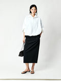Long-Staple Cotton Loopback Sweatshirt | Ribbed Half-Placket Collar | Drop Shoulder | Women Top | MRS Studios