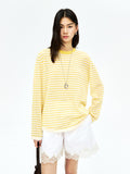 Linen Cotton Blend Striped Knit Pullover | Airy Sun-Protection Layer | Crew Neck Long Sleeve | Women Knitwear | MRS Studios