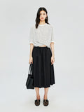Japanese Omi-Sarashi Cotton A-Line Skirt | Drawstring Elastic Waist | Cotton Half-Lining and Shell Buttons | Women Skirt | MRS Studios