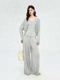Acetate Cotton Cardigan Vest and Pants Set | Three-Piece Mix-and-Match | U-Neck Vest and Drawstring Pants | Women Set | MRS Studios